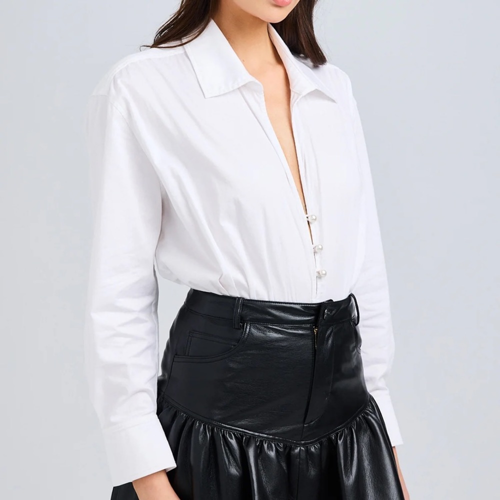 NWT Generation Love White Lucia Poplin Blouse Bodysuit